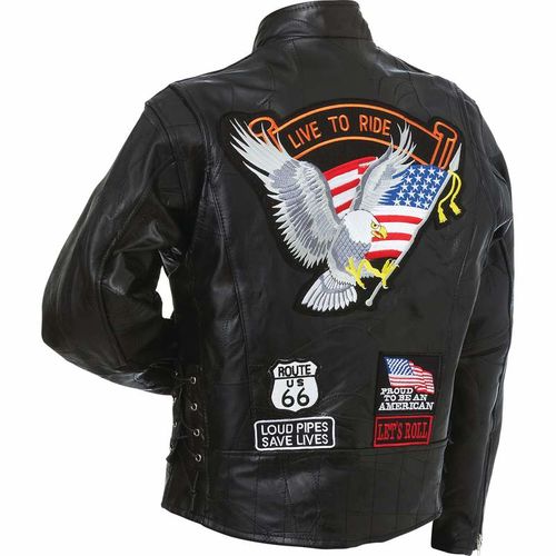 Diamond Plate&trade; Rock Design Genuine Buffalo Leather Motorcycle Jacket