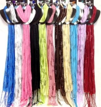 light weight black flower scarves with fringes Case Pack 60