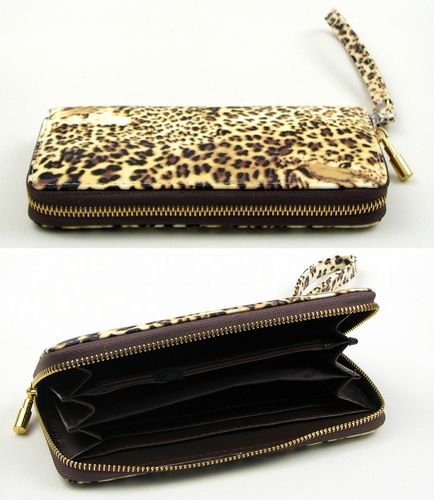 Gold Animal Print Zipper Wallet