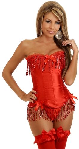 Red Sequin Burlesque Corset S