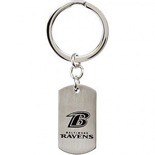 Nfl Licensed Baltimore Ravens Keychain Logo and Name Design in Stainless Steel