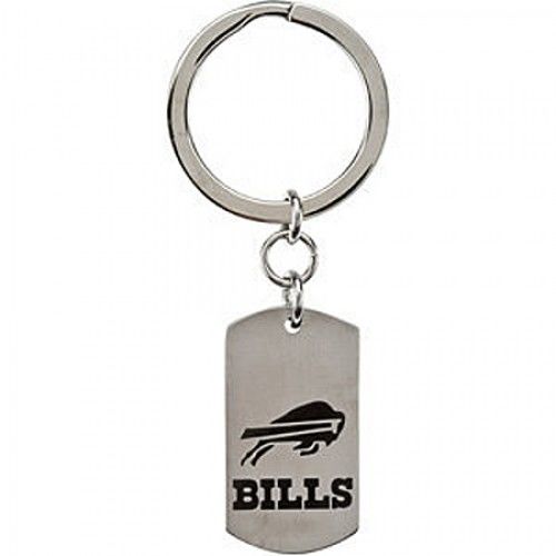 Nfl Licensed Buffalo Bills Keychain Logo and Name Design in Stainless Steel