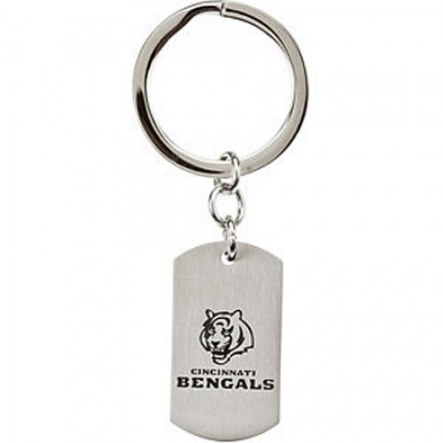 Nfl Licensed Cincinnati Bengals Keychain Logo and Name Design in Stainless Steel