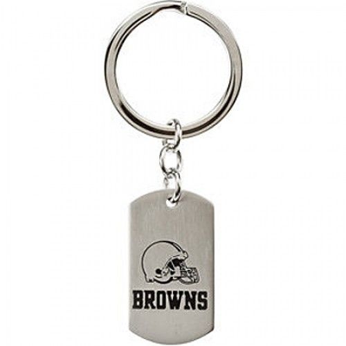 Nfl Licensed Cleveland Browns Keychain Logo and Name Design in Stainless Steel