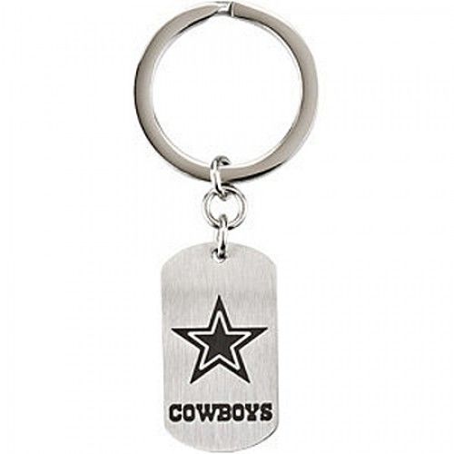 Nfl Licensed Dallas Cowboys Keychain Logo and Name Design in Stainless Steel