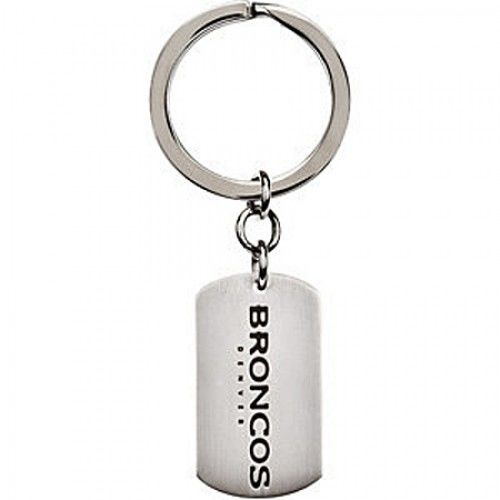 Nfl Licensed Denver Broncos Keychain Logo and Name Design in Stainless Steel