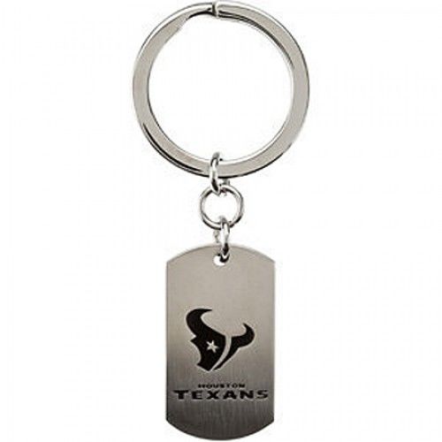 Nfl Licensed Houston Texans Keychain Logo and Name Design in Stainless Steel