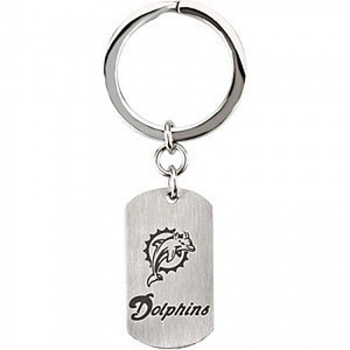 Nfl Licensed Miami Dolphins Keychain Logo and Name Design in Stainless Steel