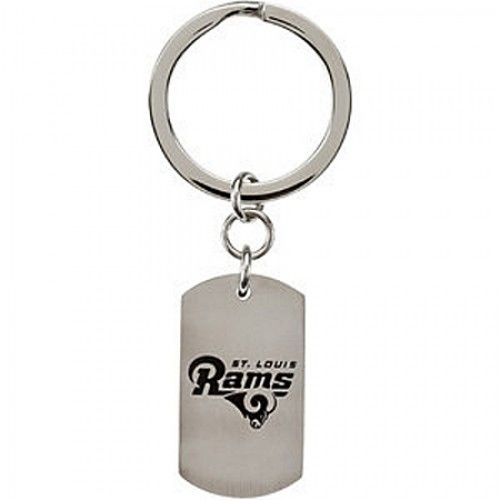 Nfl Licensed St. Louis Rams Keychain Logo and Name Design in Stainless Steel