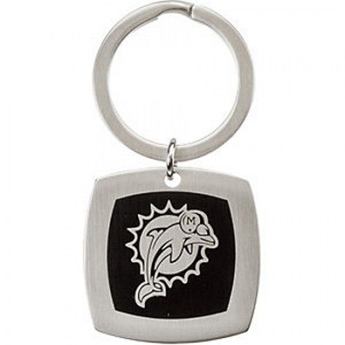 Nfl Officially Licensed Miami Dolphins Keychain Square in Stainless Steel