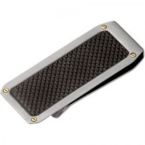 Men'S Stainless Steel Black Carbon Fiber Money Clip