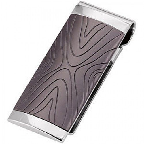 Men'S Stainless Steel Chocolate Oak Money Clip