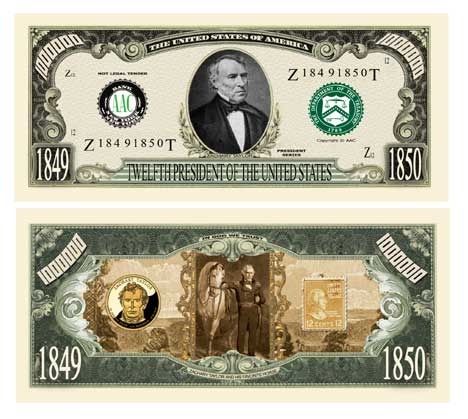 Zachary Taylor Million Dollar Bill Case Pack 100