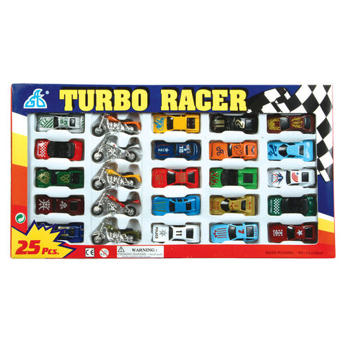 25 Pc Plastic Diecast Car & Motorcylcle Set