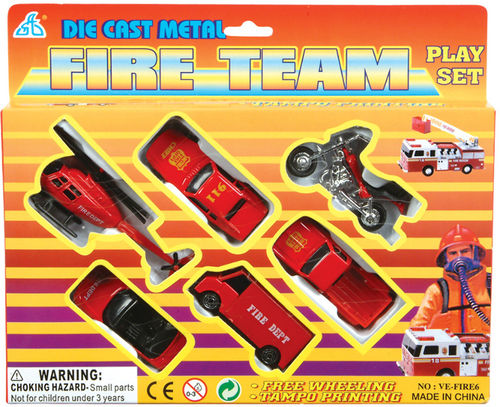 6PC DIECAST FIRE TEAM SET