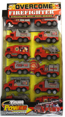 12-Count Set Friction Motion Firetrucks Case Pack 3