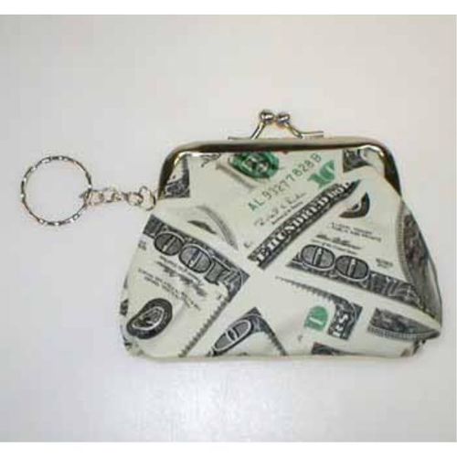 4"" Vinyl Coin Purse w/Key Chain $100.00 Bill Case Pack 144