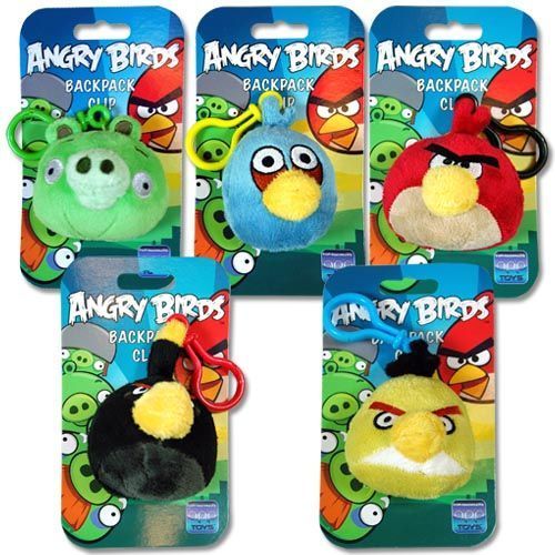 Angry Birds Plush Zipper Pull Back Pack Clip On Case Pack 72