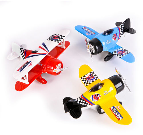 6.50""Die Cast Pullback Biplane Case Pack 6