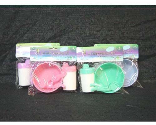 4 Pc Baby Feeding Set Cup Dish Container Drinking Cup Fork Set Case Pack 36