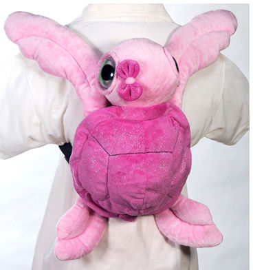 15"" Pink Big Eyed Turtle Backpack Case Pack 10