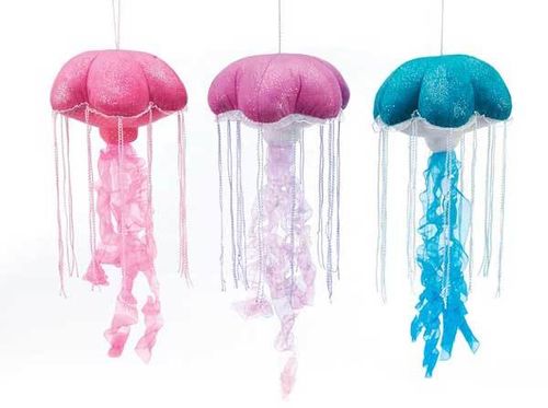 14"" 3 Asst. Glittered Jellyfish - Case Pack 12