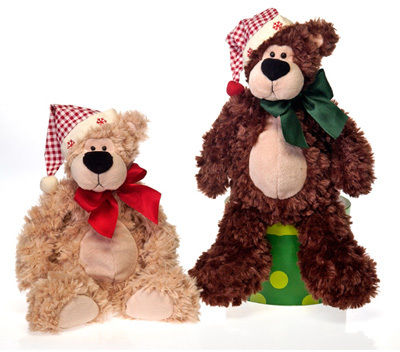 14"" 2 Asst. Bean Bag Bears W/Hat - Case Pack 12