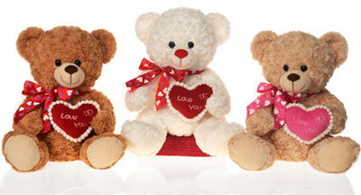 14"" 3 Asst. Sitting Bears W/""Love You"" Case Pack 12