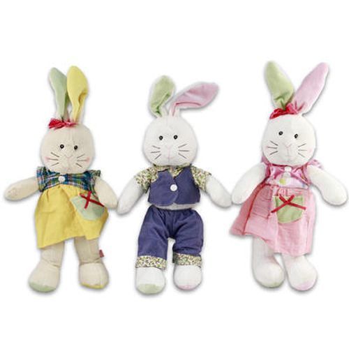 Plush Rabbit with Clothes 19"" 3 Assorted Case Pack 64