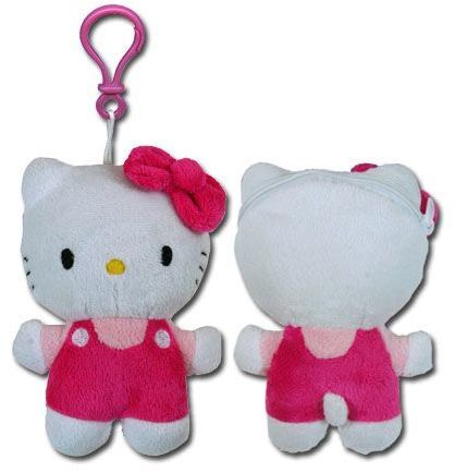 Hello Kitty Pink Plush Zipper Pull Coin Purse Clip Case Pack 24