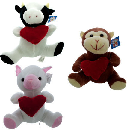 11"" Assorted Plush Heart Animals Case Pack 10