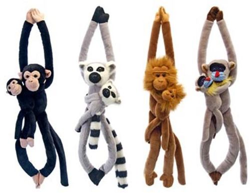 16"" Long Leg Monkeys W/ Baby, Lemur, Case Pack 24