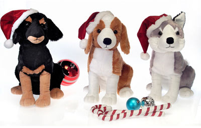 15"" 3 Asst. Sitting Xmas Dogs - Case Pack 12