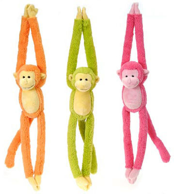 16"" 3 Asst. Color Long Leg Monkeys Case Pack 36