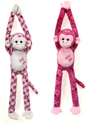 16"" 2 Asst. Hanging Monkeys W/Emb. On Case Pack 24