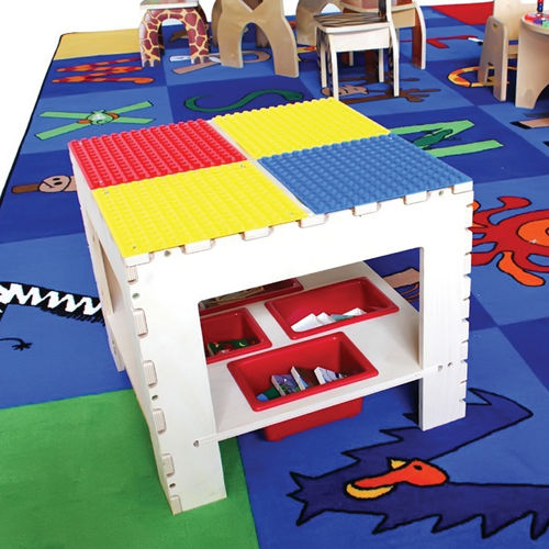 Kids Daycare Preshool Educational Toys Building Block Activity Learning Table With Toy Sorage