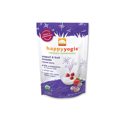 Happy Baby Happy Yogis Organic Superfoods Yogurt and Fruit Snacks, Mixed Berry - 1 oz - Case of 8