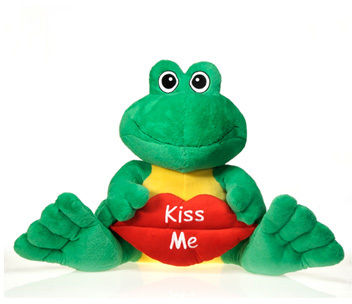 10"" Sitting Frog Holding "" Kiss Me"" Lip Case Pack 12