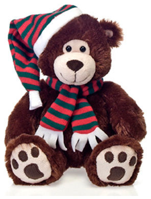 10"" Brown Bear W/Xmas Hat & Scarf Case Pack 12