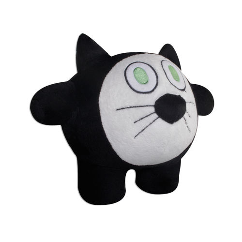 Bubele Patch Buddies 7"" Curious Cat Soft Plush Toy - Black and White with Blanket