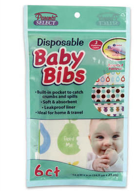 6Ct Disposable Baby Bibs No Mess Feeding Cover Case Pack 24