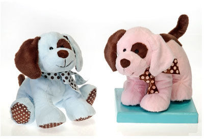 10"" 2 Asst. Pink & Blue Puppies W/Brown Case Pack 24