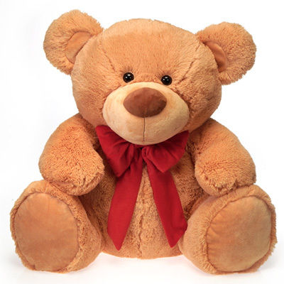 24"" Brown Bear W/Big Red Plush Bow Case Pack 2