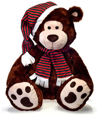 23"" Sitting Brwn Bear W/Xmas Hat & Scarf Case Pack 3