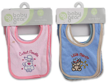 8 Pc Baby Bib 3 Embroidery 5 Solid Color Case Pack 48