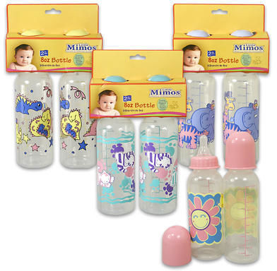 8 oz Baby Bottle- Happy Animals Print, 2 Pk Case Pack 36