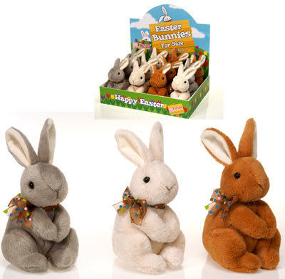 6"" 3 Asst. Bunnies In Display - Brown, Case Pack 24