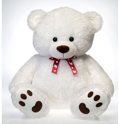 30"" Sitting White Bear W/ Ribbon Case Pack 2