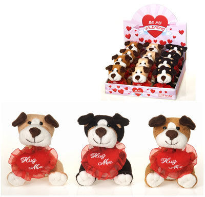 5"" 3 Asst. Dogs Holding ""Hug Me"" Heart Case Pack 24