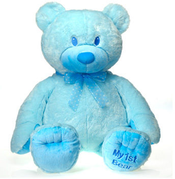 24"" Blue Color Sitting Bear W/ ""My 1St Case Pack 4